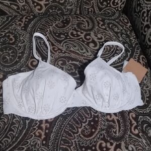 Shade & Shore White Embroidered Bra